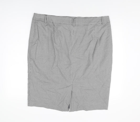 Marks and Spencer Womens Grey Geometric Polyester Straight & Pencil Skirt Size 22 Zip