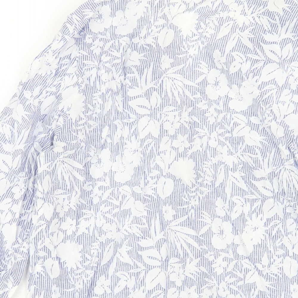 Womens UK Size 10 ERFO Blue Basic Button-Up