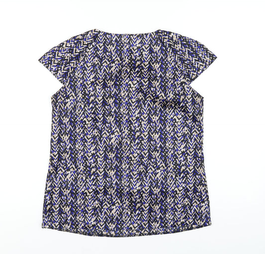 Womens UK Size 10 Debenhams Blue Basic T-Shirt