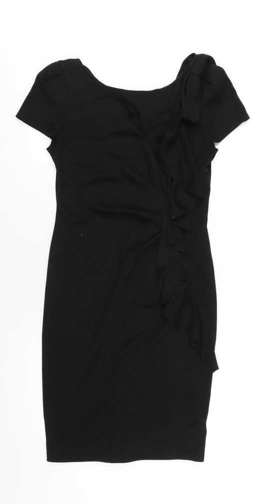 Additional front view of Red Herring women’s black polyester bodycon, size UK 8, scoop neck pullover