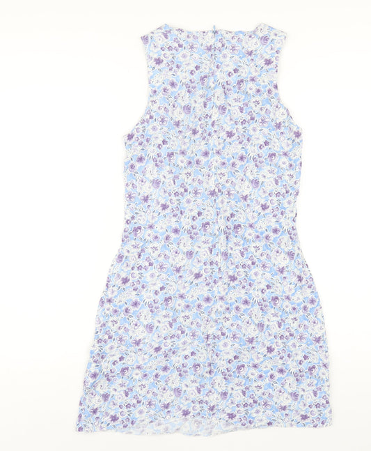 NEXT Womens Multicoloured Geometric Viscose A-Line Size 12 Round Neck Zip