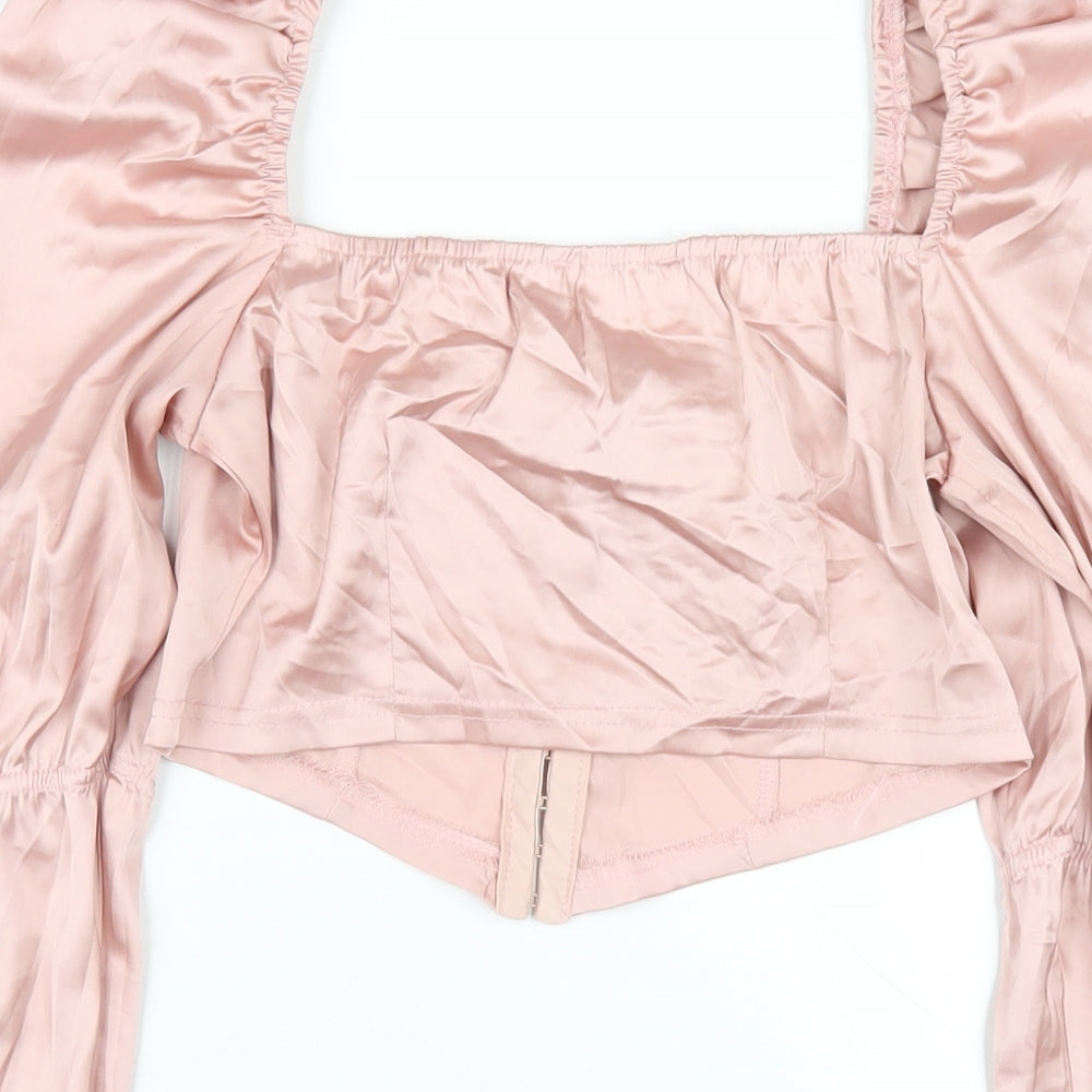 Womens UK Size 8 Missguided Pink Cropped T-Shirt