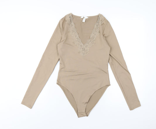 Womens UK Size S H&M One-Piece Beige Bodysuit