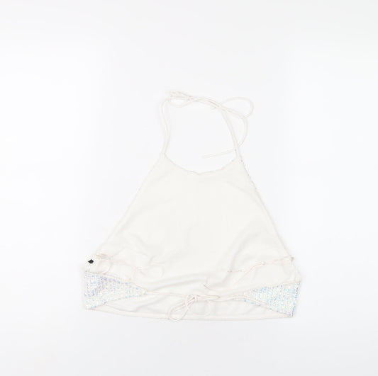 Womens UK Size 10 Topshop White Cropped T-Shirt