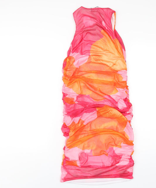 Boohoo Womens Multicoloured Geometric Polyester Bodycon Size 8 Round Neck Pullover