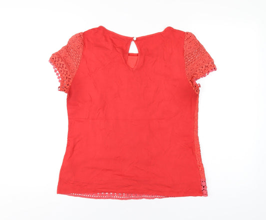 Womens UK Size M Oasis Red Basic T-Shirt
