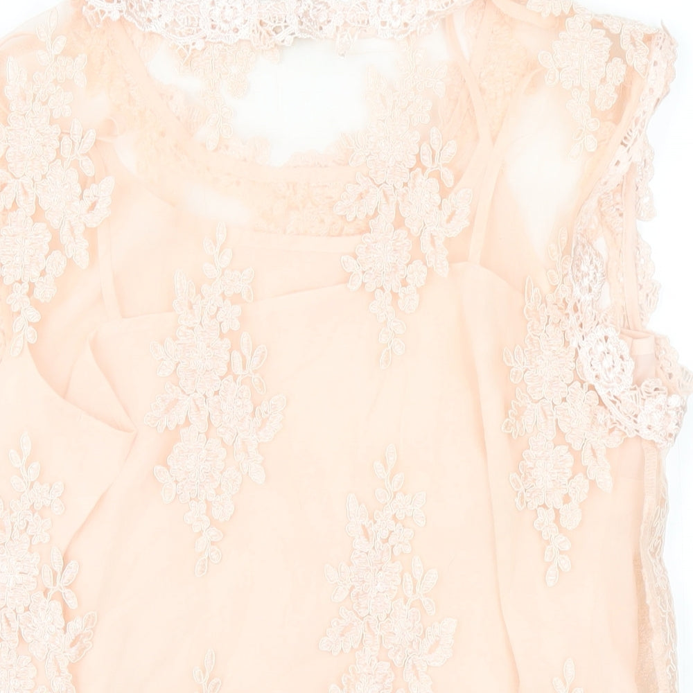 Womens UK Size 10 River Island Pink Basic T-Shirt