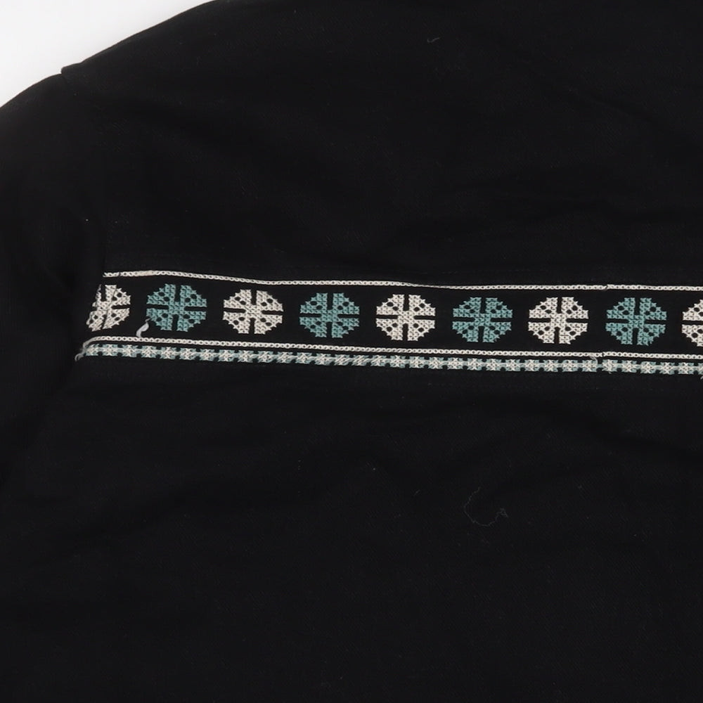 Womens UK Size XS Zara Black Basic Button-Up