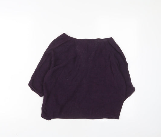 betty & co Womens Purple V-Neck Cotton Cardigan Jumper Size 10 - Open