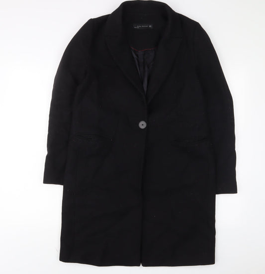 Womens UK Size M Zara Black Overcoat