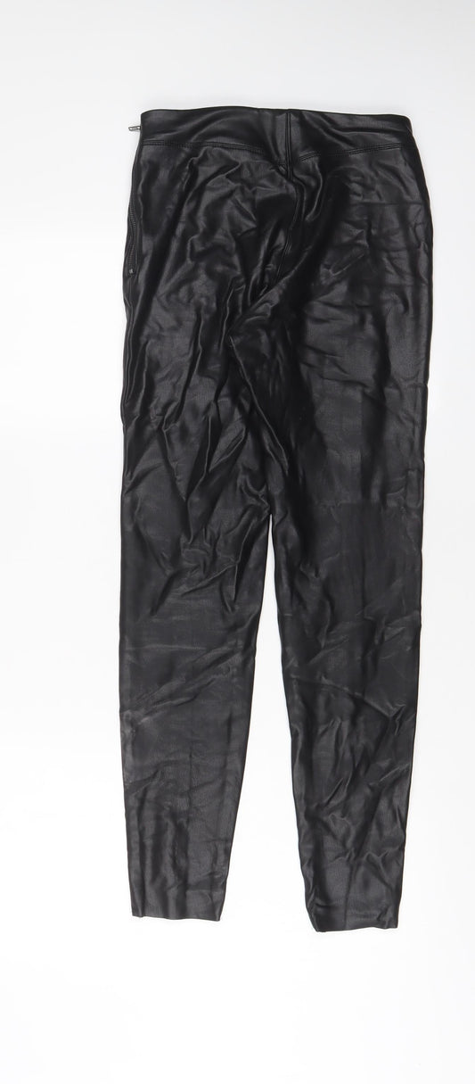 Topshop Womens Black Polyester Trousers Size 6 L27 in Regular Zip