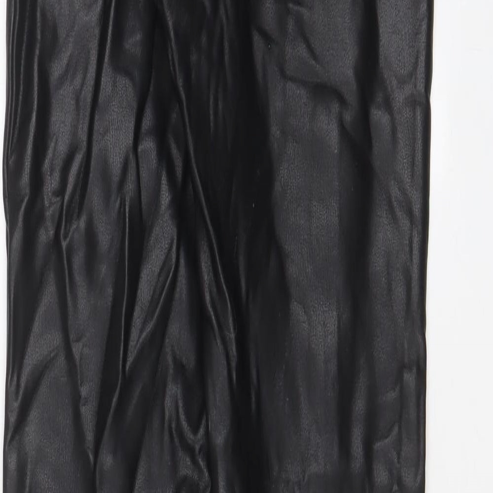 Topshop Womens Black Polyester Trousers Size 6 L27 in Regular Zip