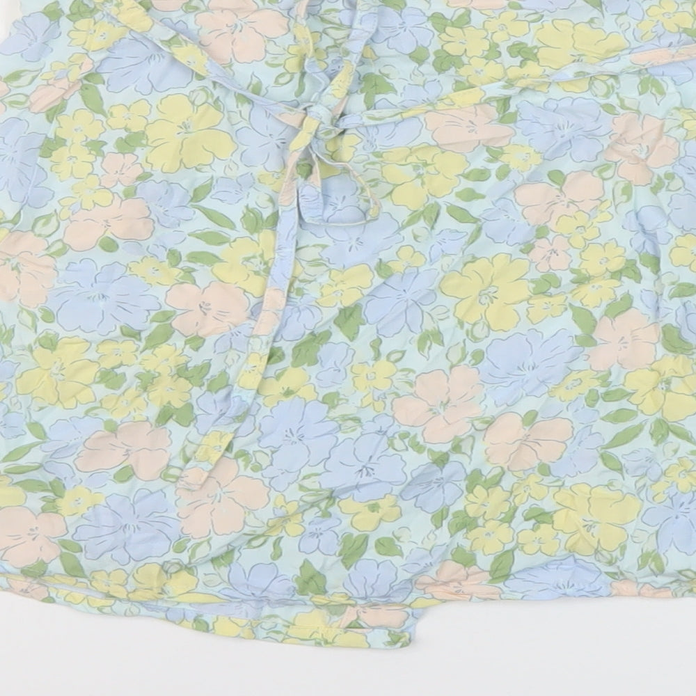 Motel Womens Multicoloured Floral Viscose Wrap Skirt Size S Tie