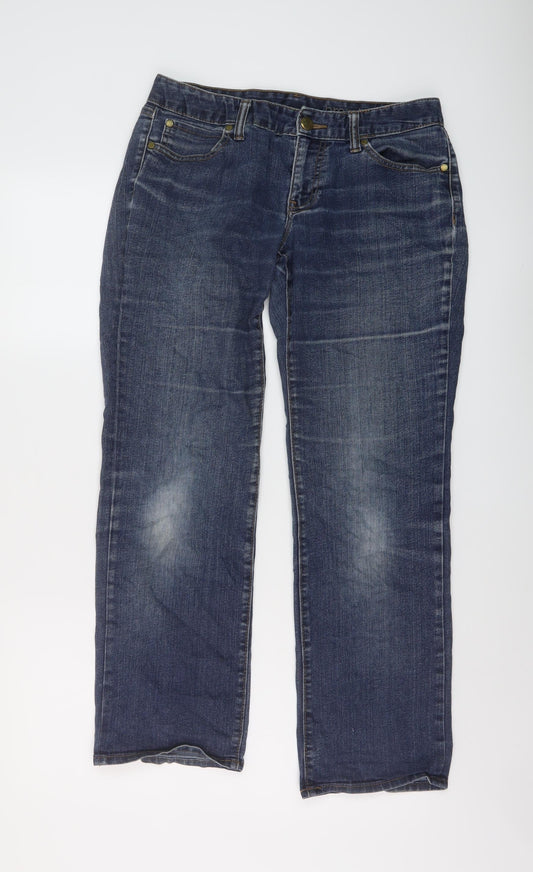 Womens UK Size 8 Gap Regular Fit Straight Blue Jeans
