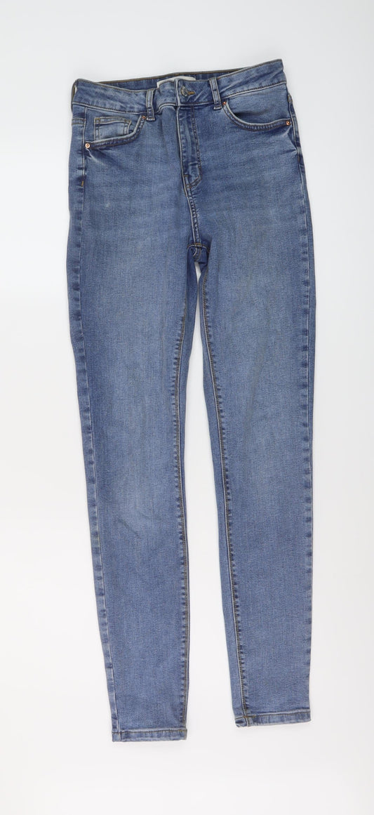 Additional front view of Denim & Co. women’s blue cotton skinny jeans, size UK 10, 30-inch leg regular button