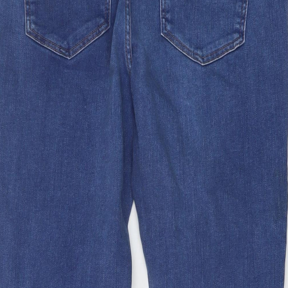 marks and Womens Blue Cotton Skinny Jeans Size 12 L25 in Regular Button