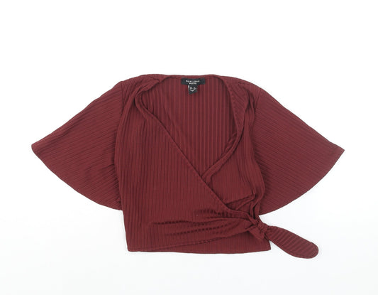 Womens UK Size 8 New Look Red Wrap Blouse