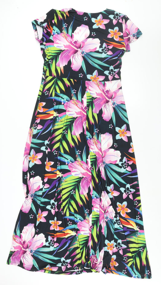 Body Flirt Womens Multicoloured Floral Polyester Maxi Size 12 V-Neck Pullover - Size 12-14