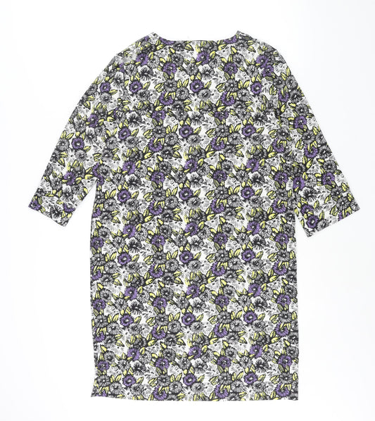 NEXT Womens Multicoloured Geometric Polyester Shift Size 10 V-Neck Pullover - Floral Print