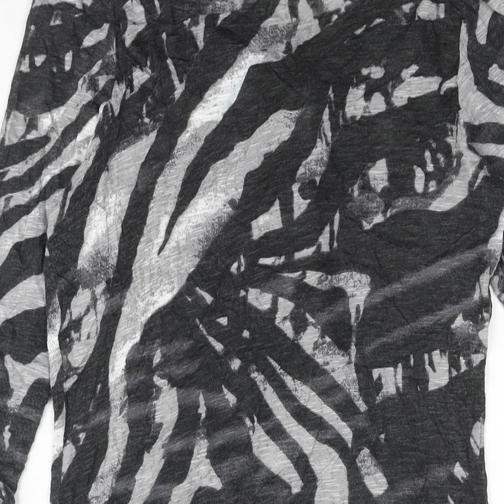 Per Una Womens Grey Geometric Viscose Shift Size 14 Scoop Neck Pullover - Knot Vent Detail