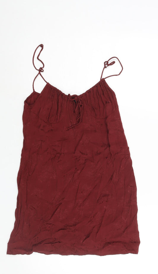 Motel Womens Red Floral Polyester Mini Size S Sweetheart Zip - Tie Detail