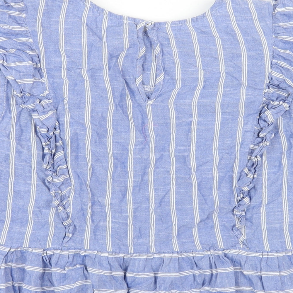 Womens UK Size M Lost Stock Blue Basic T-Shirt