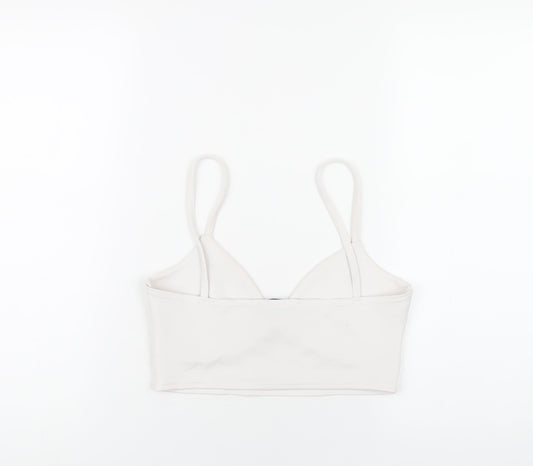Womens UK Size 10 Missguided White Cropped T-Shirt