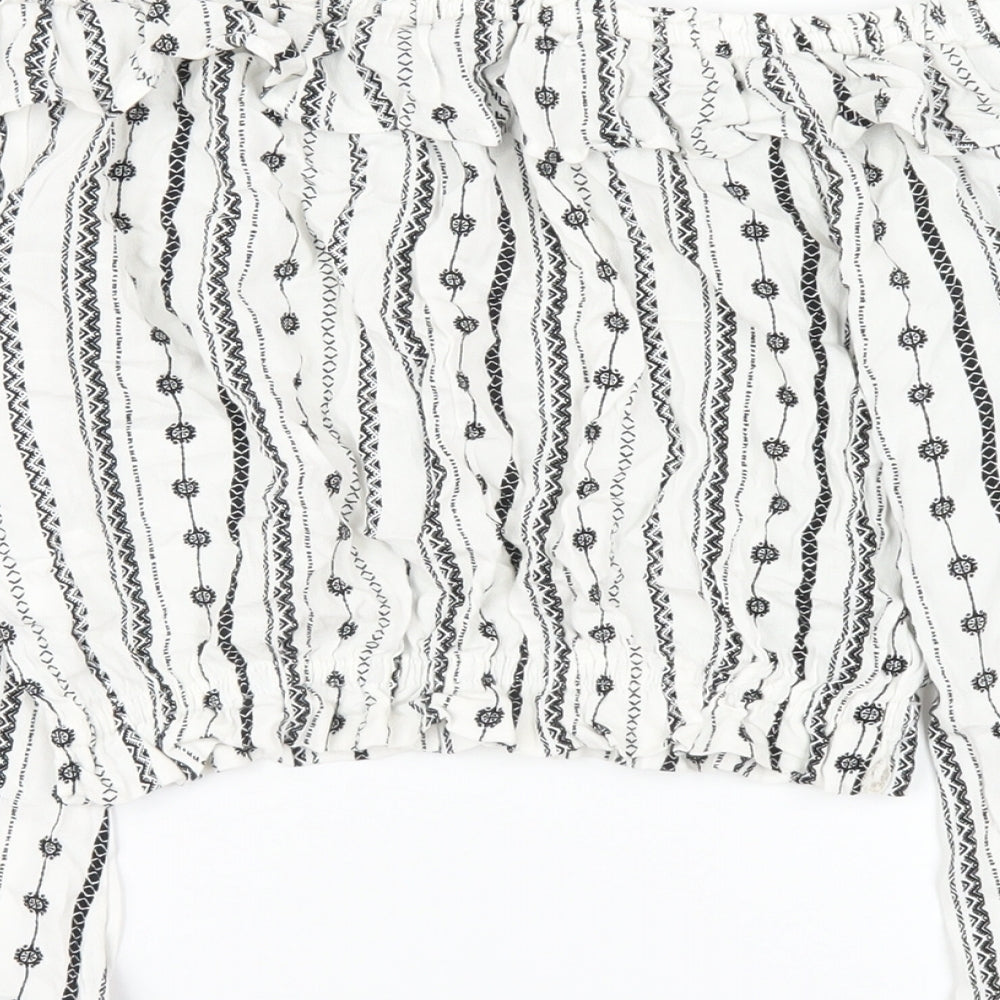 Womens UK Size 4 H&M White Basic T-Shirt