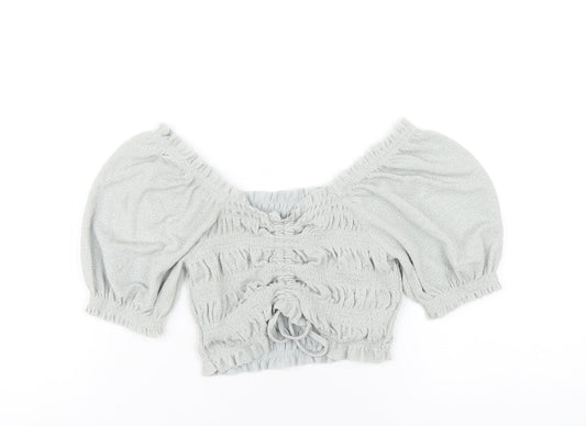 Womens UK Size XS Urban Outfitters Grey Cropped T-Shirt