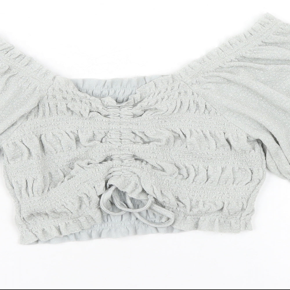 Womens UK Size XS Urban Outfitters Grey Cropped T-Shirt