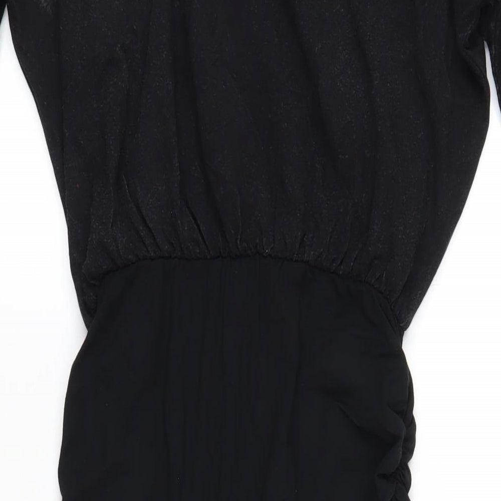 Mint Velevet Womens Black Animal Print Viscose Bodycon Size 8 Boat Neck Pullover