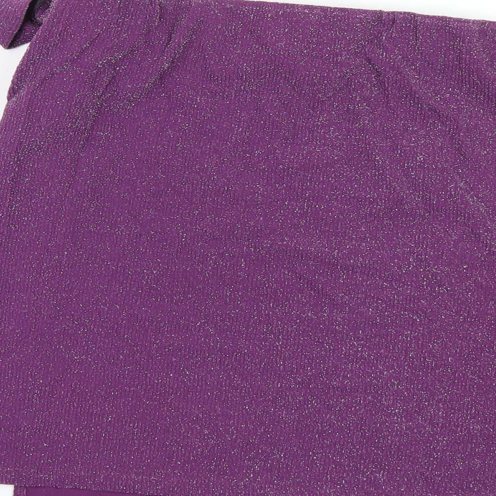 Pieces Womens Purple Polyamide A-Line Skirt Size L