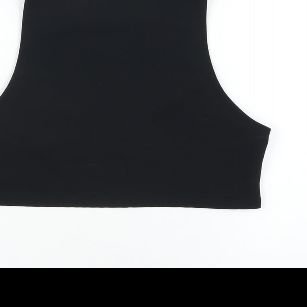 Womens UK Size 4 PRETTYLITTLETHING Black Cropped Tank