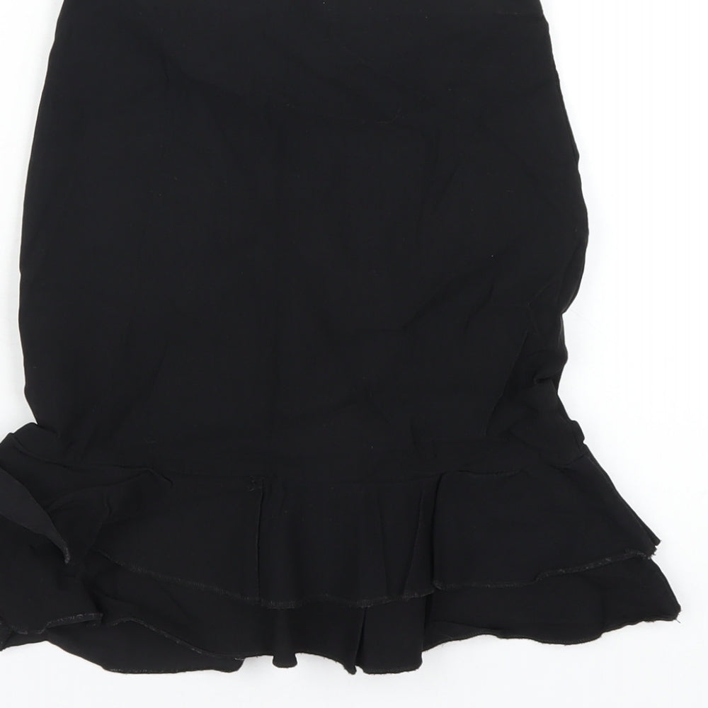 PRETTYLITTLETHING Womens Black Polyester Mini Skirt Size 4