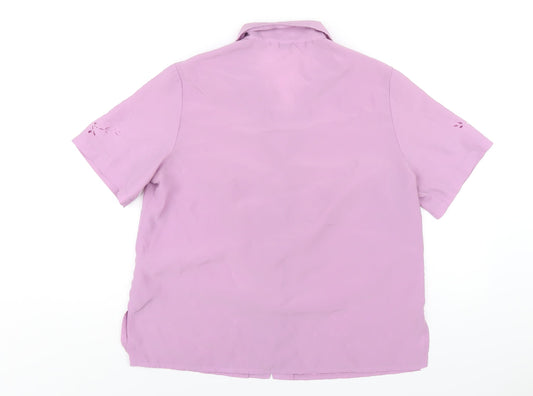 Berkertex Womens Purple Polyester Basic Button-Up Size 14 Collared