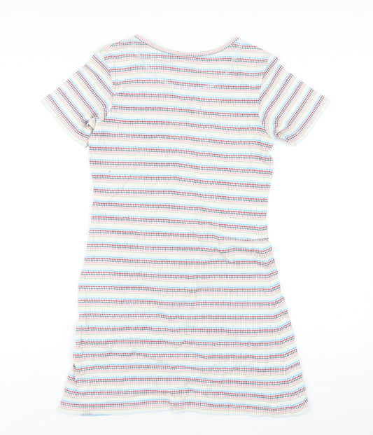 NEXT Womens Multicoloured Striped Cotton A-Line Size 12 Round Neck Pullover