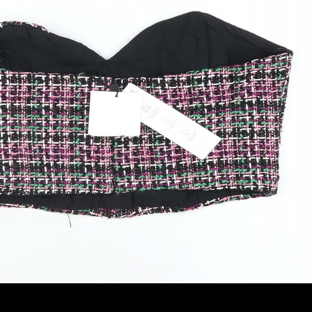 Womens UK Size M Zara Multicoloured Cropped T-Shirt