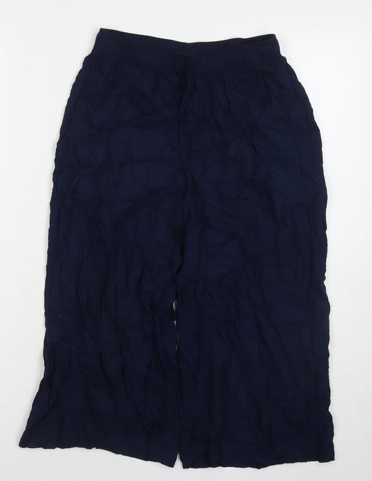 Womens UK Size S Uniqlo Regular Fit Cropped Blue Trousers