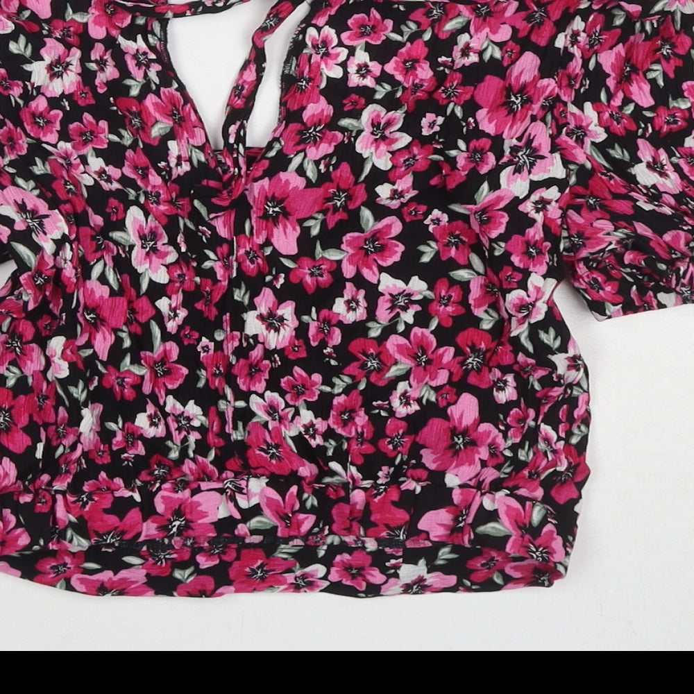 Womens UK Size 8 Divided by H&M Pink Cropped T-Shirt