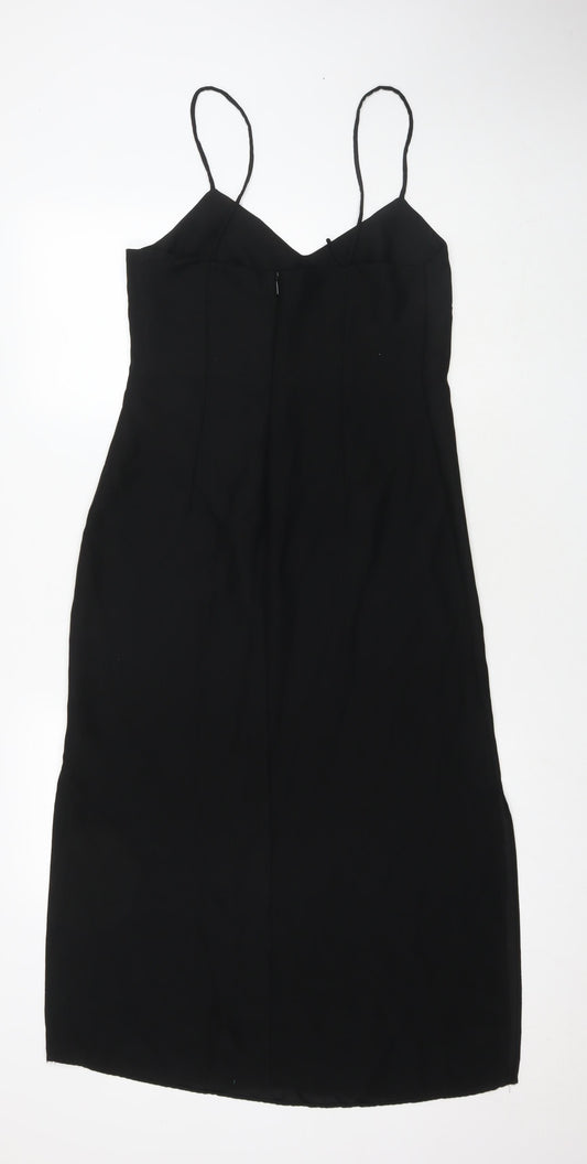 Mango Womens Black Polyester Maxi Size S V-Neck Zip
