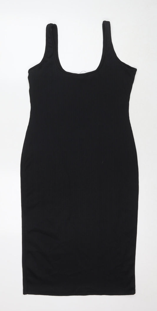 River Island Womens Black Polyester Tank Dress Size 14 Scoop Neck Pullover