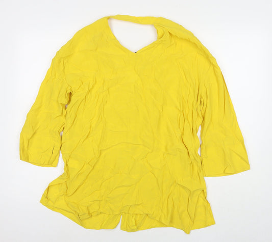 Womens UK Size 10 River Island Yellow Tunic Button-Up