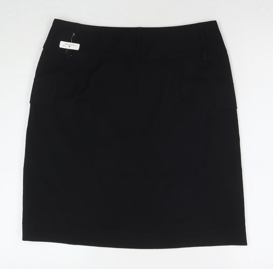 Gerry Weber Womens Black Polyester A-Line Skirt Size 14 Button