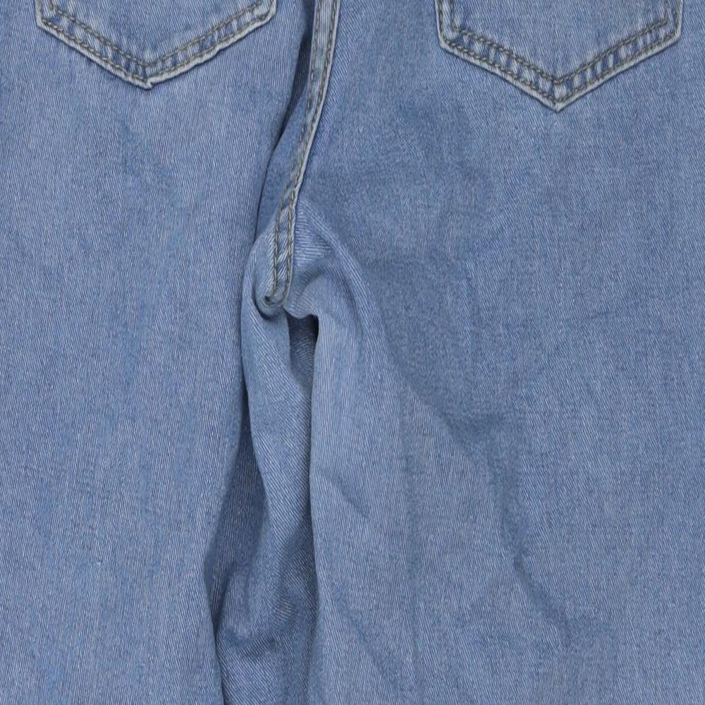 Boohoo Womens Blue Cotton Mom Jeans Size 16 L28 in Regular Zip