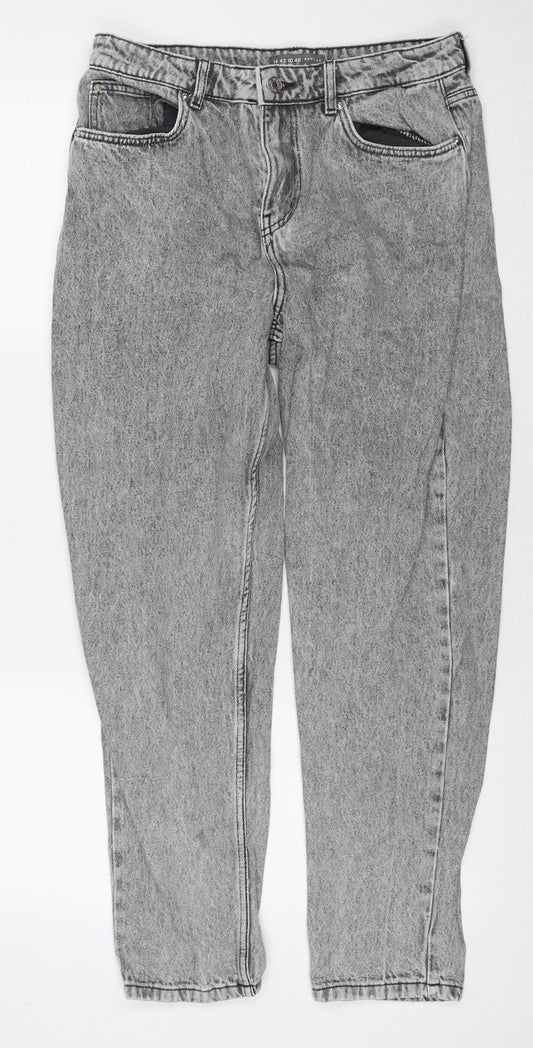 Additional front view of Denim & Co. women’s grey cotton skinny jeans, size UK 14, 28-inch leg regular zip