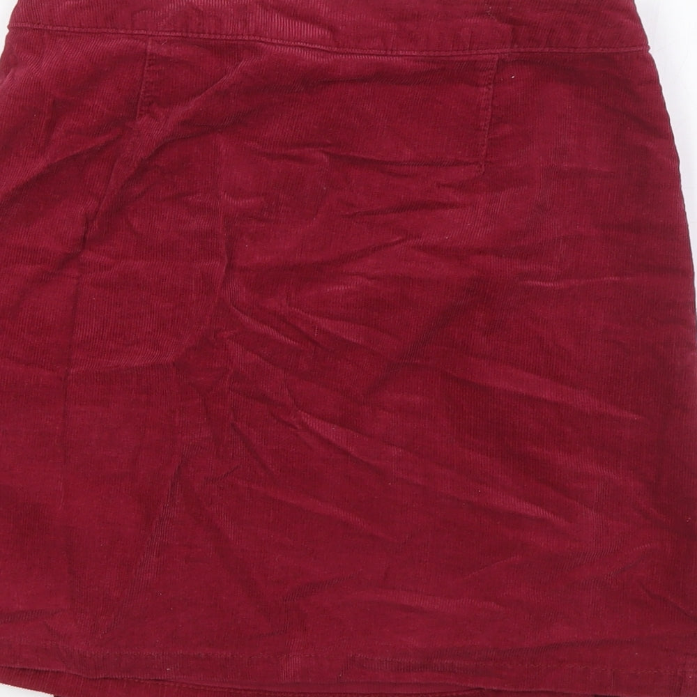 George Womens Red Cotton Wrap Skirt Size 8 Buckle