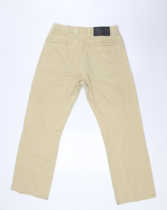 NEXT Mens Beige Cotton Straight Jeans Size 34 in L31 in Regular Button