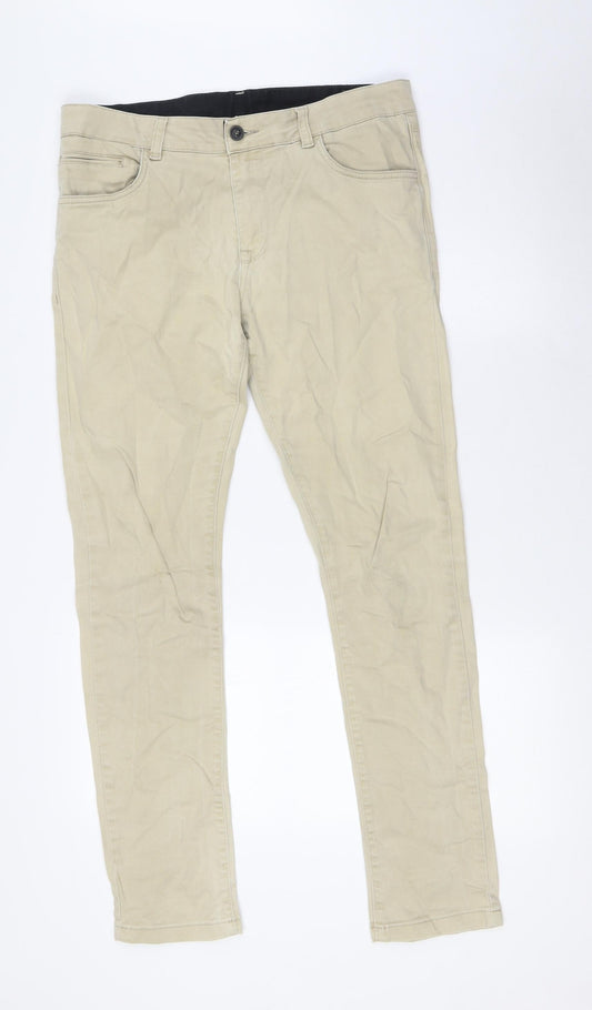 Mens UK Size 32 in ASOS Regular Fit Straight Beige Jeans