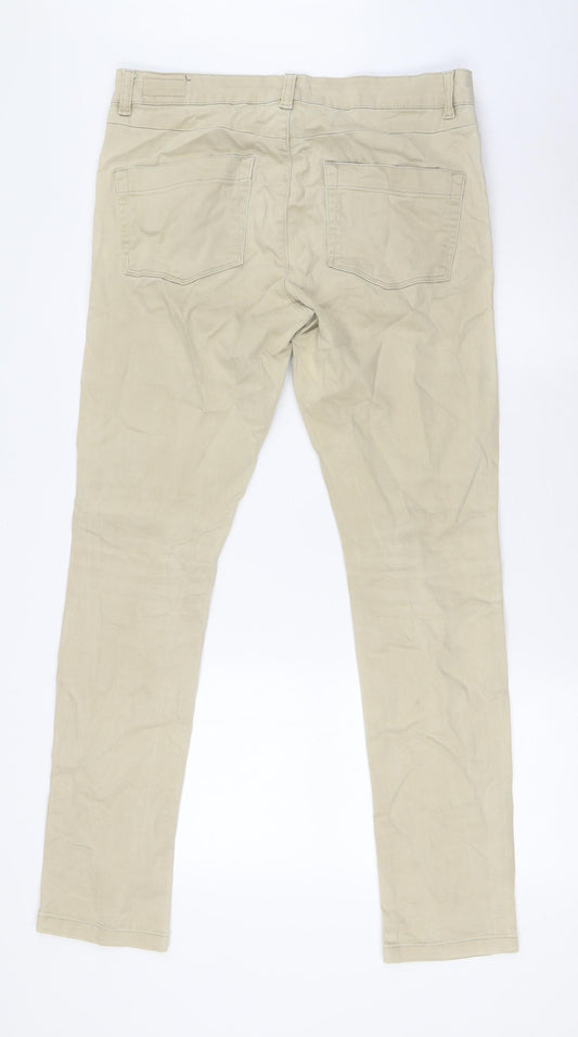 ASOS Mens Beige Cotton Straight Jeans Size 32 in L31 in Regular Button