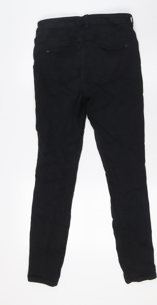 NEXT Womens Black Cotton Skinny Jeans Size 12 L28 in Regular Button